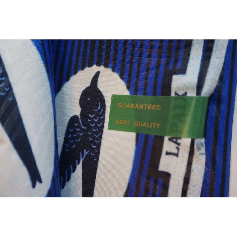 Lapaix Java Superieur Super Wax Fabric 6 Yards Blue Bird Stripe Dutch Wax Print - Picture 4 of 9